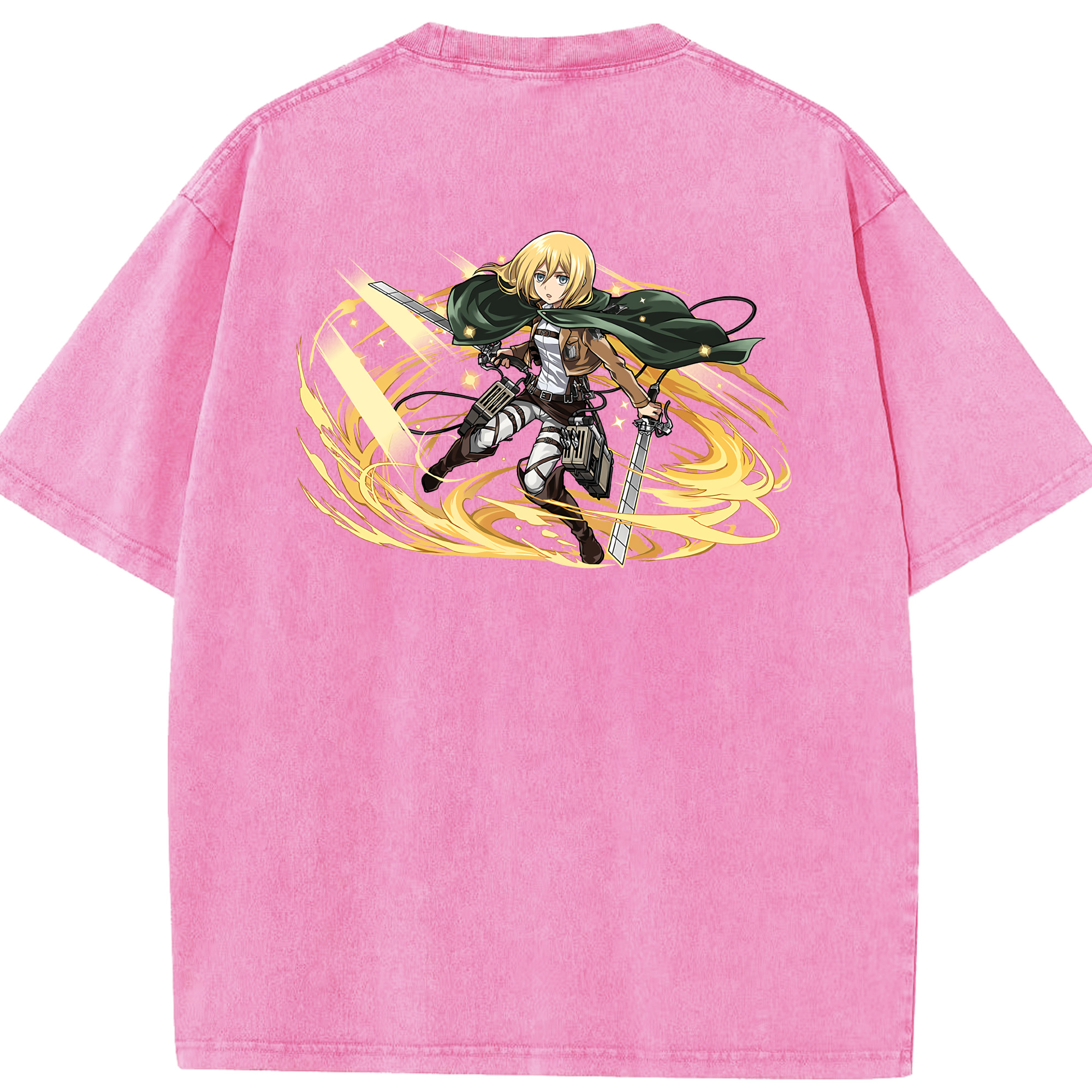（画像用） 進撃の巨人 クリスタ·レンズ Attack on Titan Christa Lenz 綿100% ヴィンテージ風 半袖Tシャツ（背面プリント）